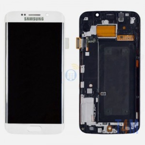SAMSUNG S6 EDGE/G925 (GH97-17162B/17334B/17334B) TOUCH+LCD WITH FRAME SERVICE PACK BRANCO ORIGINAL